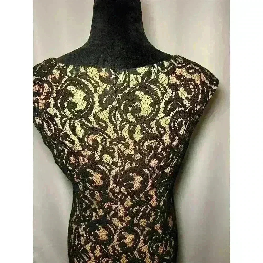 Adrianna Papell Women's Black Lace Sheath Dress Size 10 Party Cocktail - Picture 6 of 10